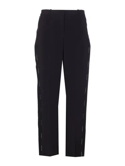 ELISABETTA FRANCHI LIGHT CREPE TROUSERS WITH TUXEDO DETAIL