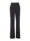 Elisabetta Franchi High-waisted Black Crepe Pants With Flap Pockets In Black