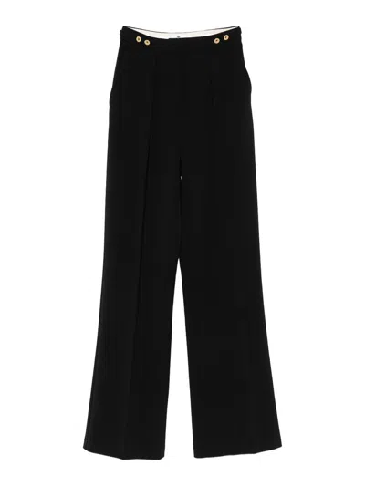 Elisabetta Franchi High-waisted Wide-leg Trousers With Pleat Detailing In Black