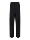 Elisabetta Franchi High-waisted Trousers With Wide Legs And Decorative Button Details In Black