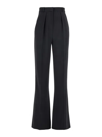 ELISABETTA FRANCHI BLACK TROUSERS WITH PLEATED DETAILS IN FABRIC WOMAN