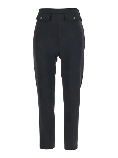 ELISABETTA FRANCHI BLACK TROUSERS WITH FLAP POCKETS IN FABRIC WOMAN