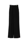 Elisabetta Franchi High Waist Pleated Wide Leg Trousers In Black