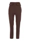 Elisabetta Franchi Straight Stretch Crepe Trousers With Rivet In Brown