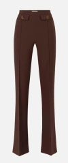 Elisabetta Franchi High-waisted Flared Pants With Decorative Button Details In Brown