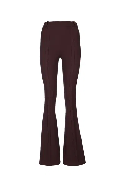 Elisabetta Franchi Flared High Waist Trousers Seam Detail In Brown