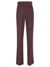 Elisabetta Franchi High-waisted Straight-leg Trousers With Button Detailing In Burgundy