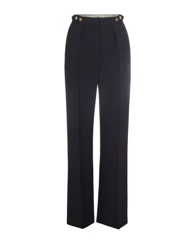 ELISABETTA FRANCHI PANTALONE IN CRÊPE CON ACCESSORIO GIOIELLO NERO