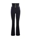 Elisabetta Franchi Pantalone In Crêpe Leggero Con Ganci Gioiello Nero In Black