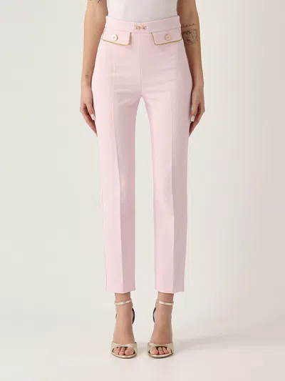 Elisabetta Franchi Pantalone In Crepe Trousers In Quartz Curry