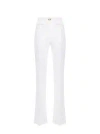 Elisabetta Franchi Logo-plaque Crepe Trousers In Ivory