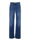 Elisabetta Franchi Blue Jeans With Logo Patch On The Rear And Logo Embroidery On The Rear In Denim Woman In Blue