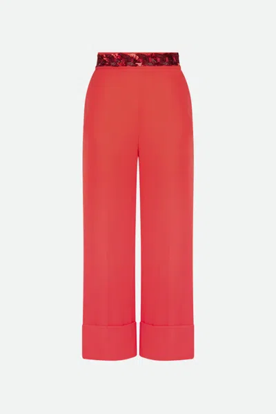 Elisabetta Franchi Pantalone Pompelmo In Rosso