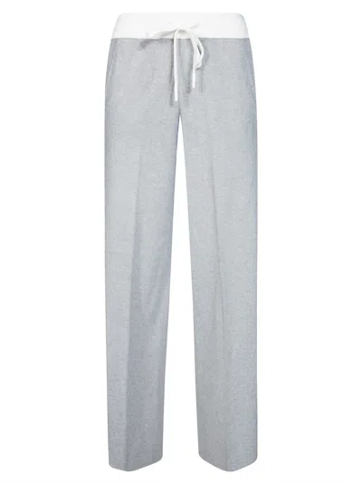 Elisabetta Franchi Pantalone Tricot Ribbed Knit Wide-leg Pants In White