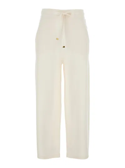 Elisabetta Franchi Drawstring Trousers In Neutral