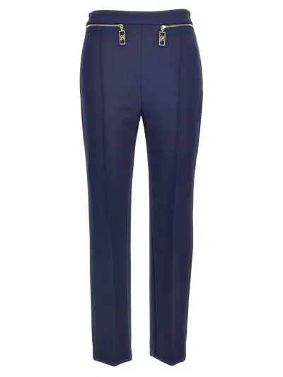 Elisabetta Franchi Straight-leg Crepe Trousers In Navy