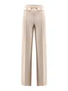 Elisabetta Franchi Wide Leg High Waist Trousers With Buttoned Flaps In Neutral