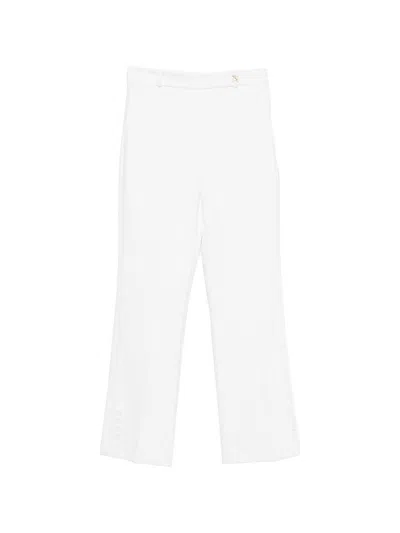 Elisabetta Franchi Ivory Polyester Pants In White