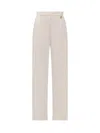 Elisabetta Franchi Contrasting-topstitching Crepe Trousers In White
