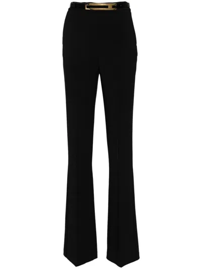Elisabetta Franchi Detachable-belt Flared Trousers In Black  