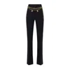 Elisabetta Franchi Belted Crepe Palazzo Trousers In Black