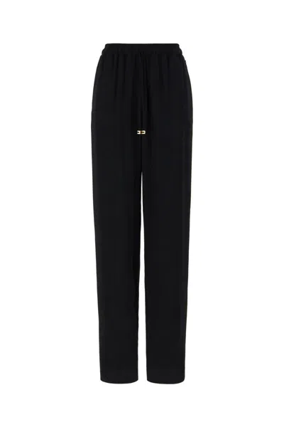 Elisabetta Franchi Trousers Acetate Blend Elastic Waist In Black