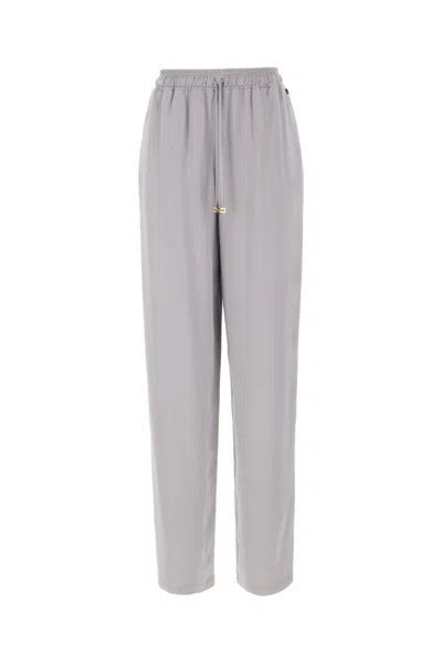 Elisabetta Franchi Elastic Waist Acetate Blend Trousers In Lead