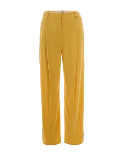 Elisabetta Franchi Logo-charm Pleated Trousers In Yellow