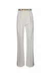 Elisabetta Franchi Waist Belted Wide Leg Trousers In Avorio