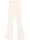 Elisabetta Franchi Butter Flared Trouser With Logo In Beige