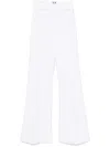 Elisabetta Franchi Logo-plaque Crepe Trousers In Beige