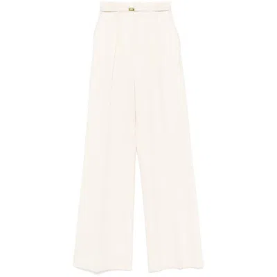 Elisabetta Franchi Belt-loops Pleated Trousers In Neutral