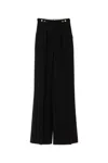 Elisabetta Franchi High Waist Pleated Wide Leg Trousers In Black