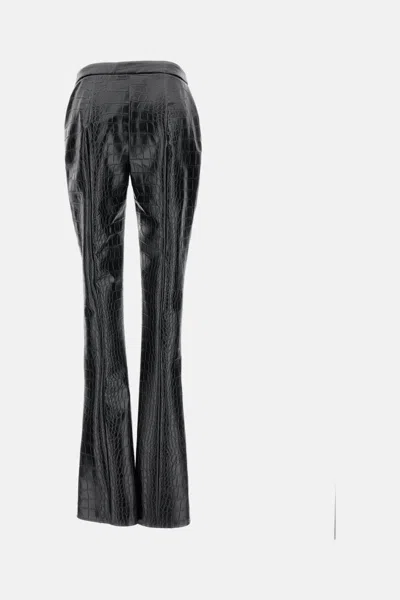 Elisabetta Franchi Crocodile-effect High-waisted Trousers In Black