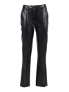 Elisabetta Franchi High Waisted Flared Trousers With Crocodile Effect In Black