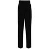 Elisabetta Franchi Stretch Crepe Straight Trousers With Horsebit In Black