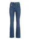Elisabetta Franchi Distinctive Back Pocket Fitted Flared Jeans In Blue