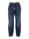 Elisabetta Franchi Jewel Chain Jeans In Blue