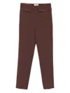 Elisabetta Franchi Cropped Trousers With Belt Loops And Buttoned Pockets In Brown