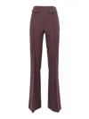 Elisabetta Franchi Flared Trousers With Button Details In Burgundy