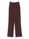 Elisabetta Franchi Pleated Button-detailing Straight Trousers In Burgundy