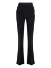Elisabetta Franchi Lightweight Crepe Trousers With Jewel Chain In Black