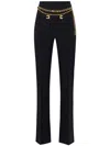 Elisabetta Franchi Logo Charms Belted Pants Black In Black