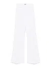 Elisabetta Franchi Logo-plaque Crepe Trousers In Crema