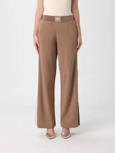 Elisabetta Franchi Wide Leg Trousers Side Logo Vents In Multi