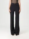 Elisabetta Franchi Flared Leg Crepe Pants Front Flaps In Black