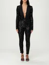 Elisabetta Franchi Sequin Trousers V-neck Embellished Detail In Black