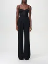 Elisabetta Franchi Lettering Jacquard Crepe Jumpsuit In Schwarz