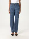 Elisabetta Franchi Slim Fit Trousers With Laser Lozenge Print In Blue