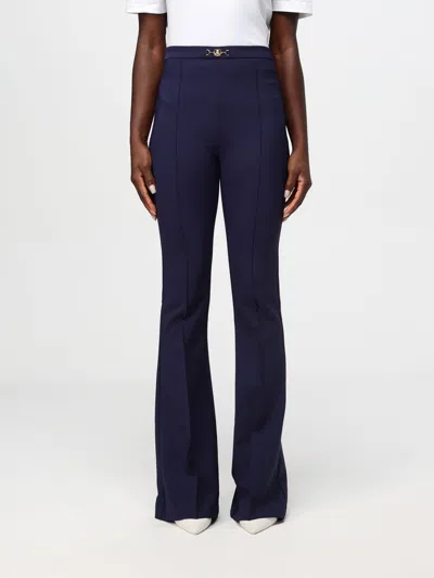 Elisabetta Franchi Chain-detail Straight-leg Trousers In Blau